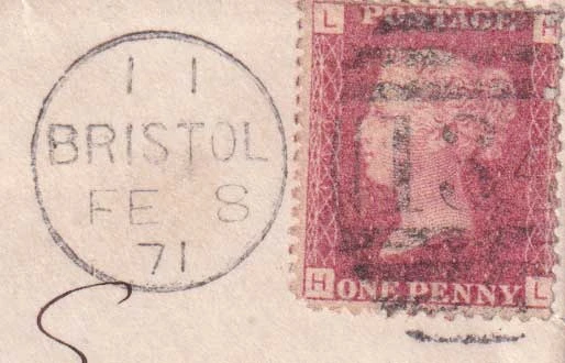 Postmark of Bristol Single Circle 137 Numeral Duplex 1871