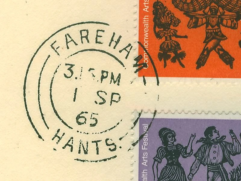 Postmark of Fareham Hants Double Circle Single Arc 1965