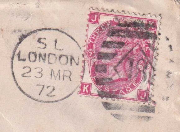Postmark of London 18 Numeral Duplex 1872