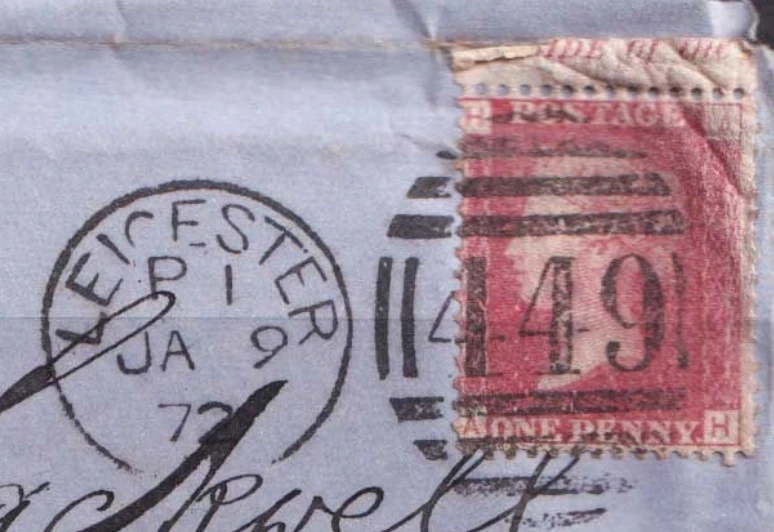 Postmark of Leicester 449 Numeral Duplex 1872
