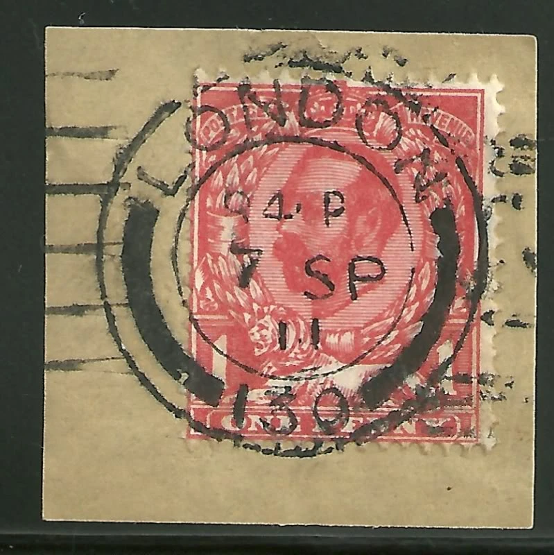 Postmark of London 130 Numeral 1911