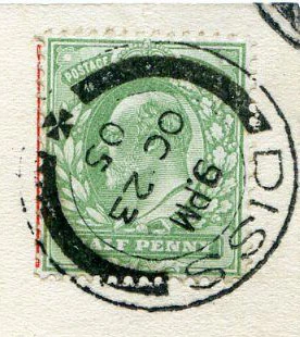 Postmark of Diss Double Ring Bars Cross 1905
