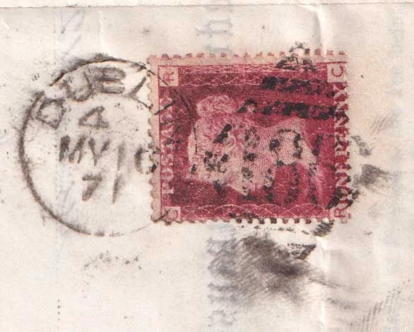 Postmark of Dublin 186 Numeral Duplex 1871