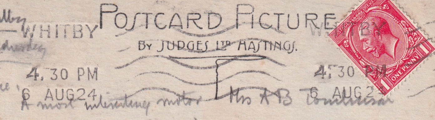 Postmark of Whitby Wavy Lines Machine Cancel 1924