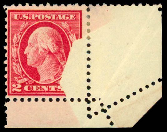 USA 1917, 2c rose, type I (Scott 499 var.), fold over leaving blank area