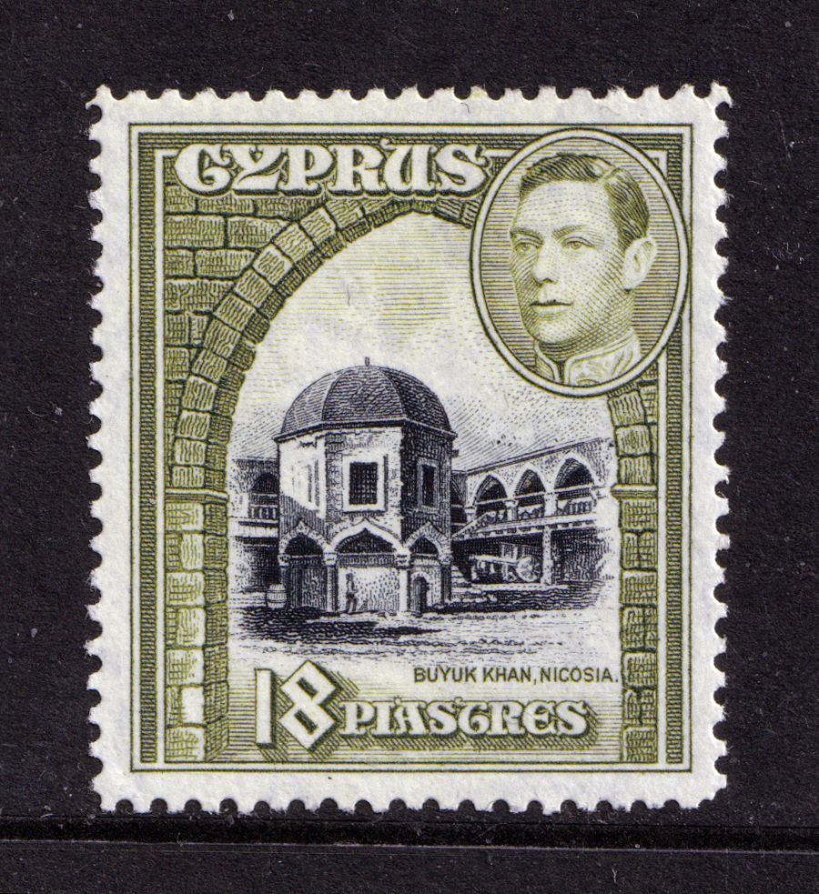 Cyprus KGVI 1938-51 18pi Black Olive-Green